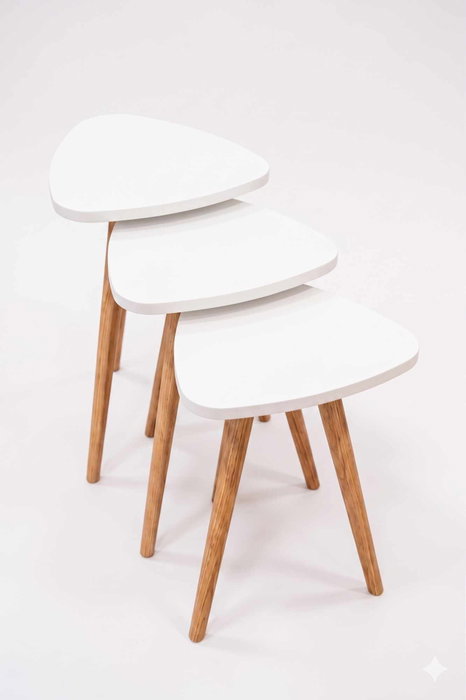 Hanah Home Peka452 - Juego de 3 Mesas Apilables Blanco y Natural Hanah Home Peka452 - Juego de 3 Mesas Apilables Blanco y Natural
